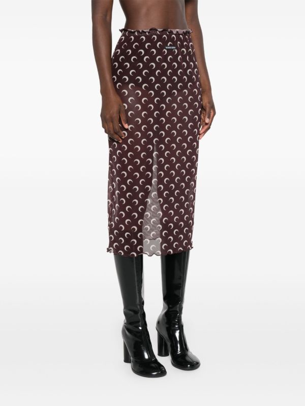 Marine Serre Crescent Moon Sheer Skirt | Browns Straight Skirts