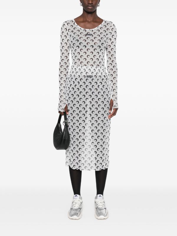 Marine Serre Crescent Moon Sheer Skirt | Browns Straight Skirts