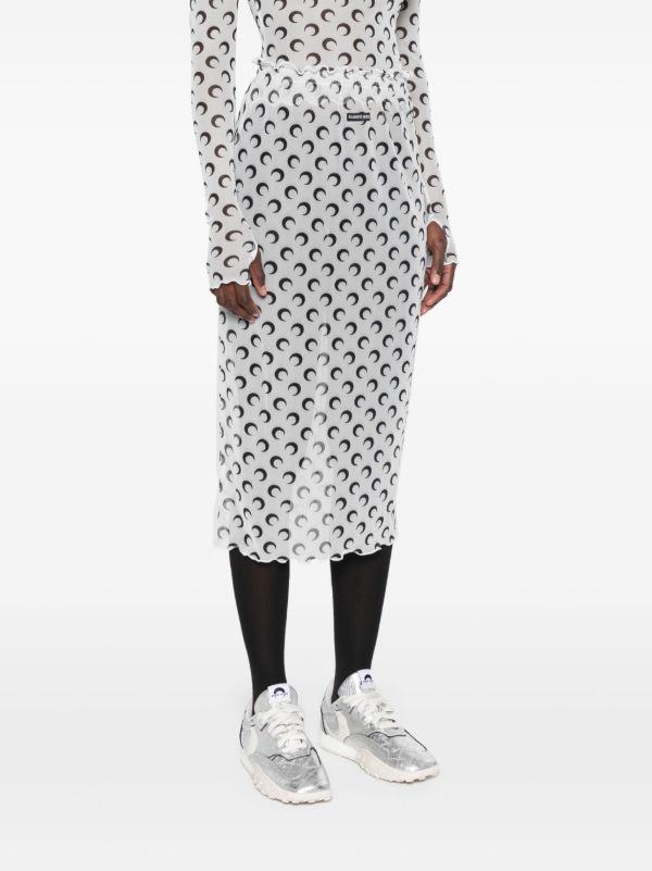 Marine Serre Crescent Moon Sheer Skirt | Browns Straight Skirts