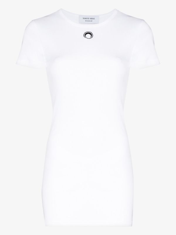Marine Serre Fine-ribbed Organic Cotton T-shirt Dress | Browns Day Dresses