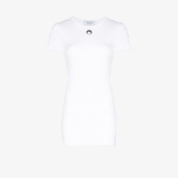 Marine Serre fine-ribbed organic cotton T-shirt dress | Browns Day Dresses