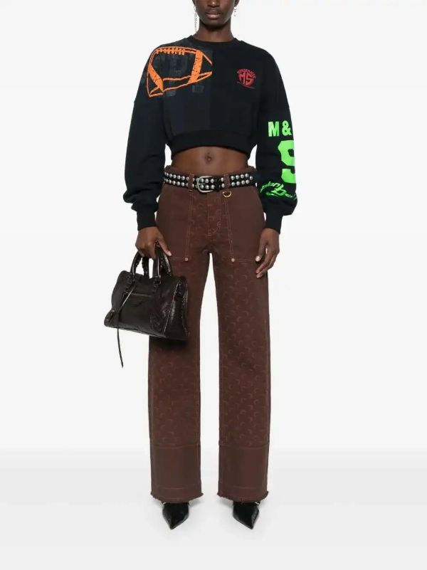 Marine Serre Moon-jacquard Twill Jeans | Browns Straight-Leg Jeans