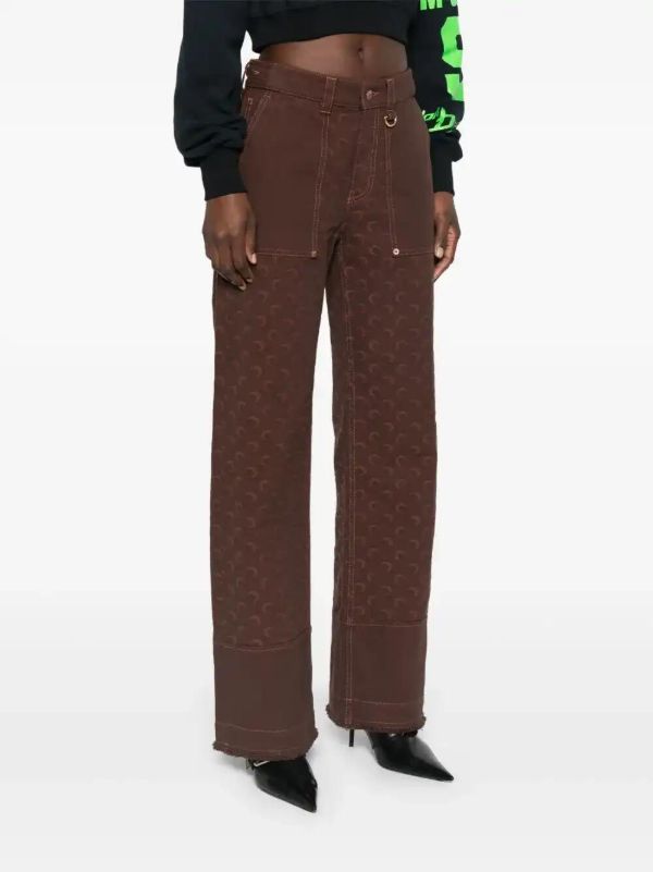 Marine Serre Moon-jacquard Twill Jeans | Browns Straight-Leg Jeans