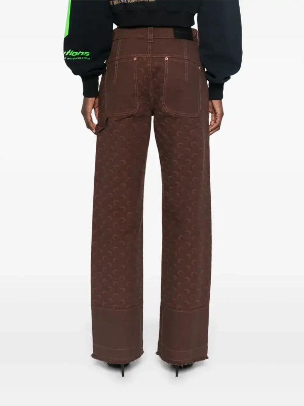 Marine Serre Moon-jacquard Twill Jeans | Browns Straight-Leg Jeans