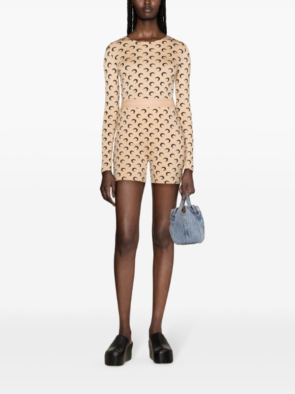 Marine Serre Neutral Crescent Moon Cycling Shorts | Browns Knee-Length Shorts