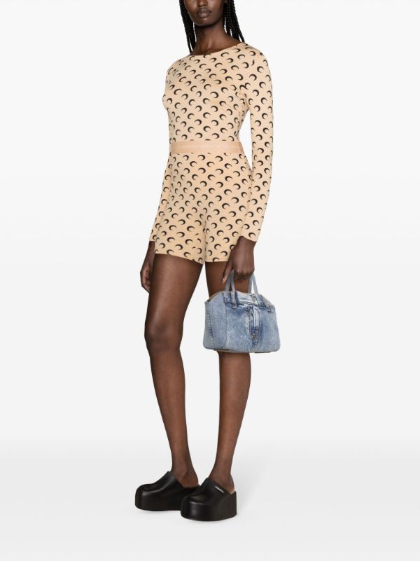 Marine Serre Neutral Crescent Moon Cycling Shorts | Browns Knee-Length Shorts