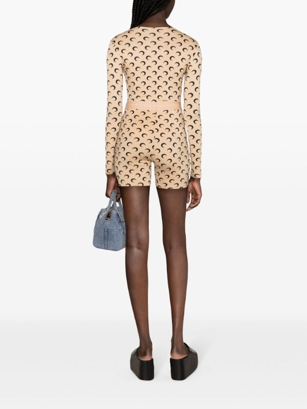 Marine Serre Neutral Crescent Moon Cycling Shorts | Browns Knee-Length Shorts