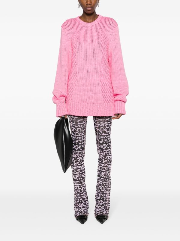 Marine Serre Pink Chunky Knit Sweater | Browns Knitted Sweaters