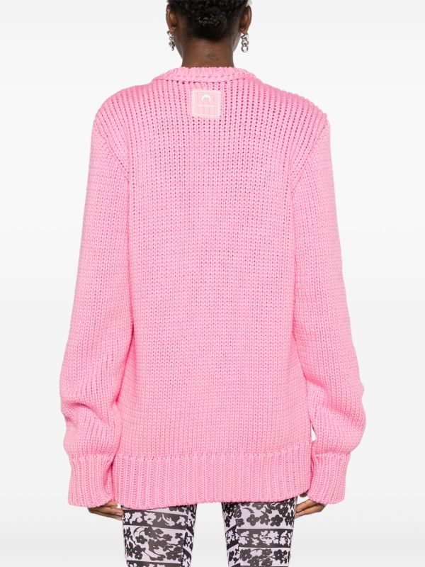 Marine Serre Pink Chunky Knit Sweater | Browns Knitted Sweaters