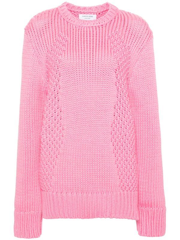 Marine Serre Pink Chunky Knit Sweater | Browns Knitted Sweaters