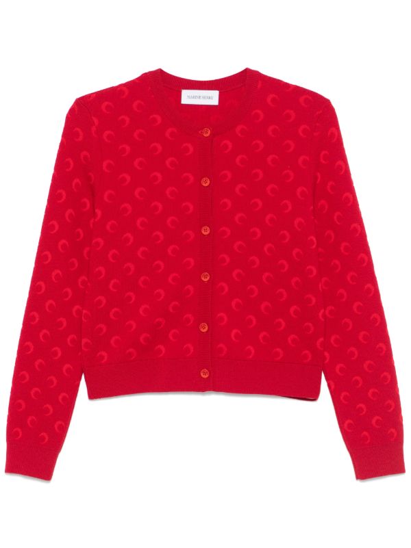 Marine Serre Red Crescent Moon-Jacquard Cardigan | Browns Cardigans