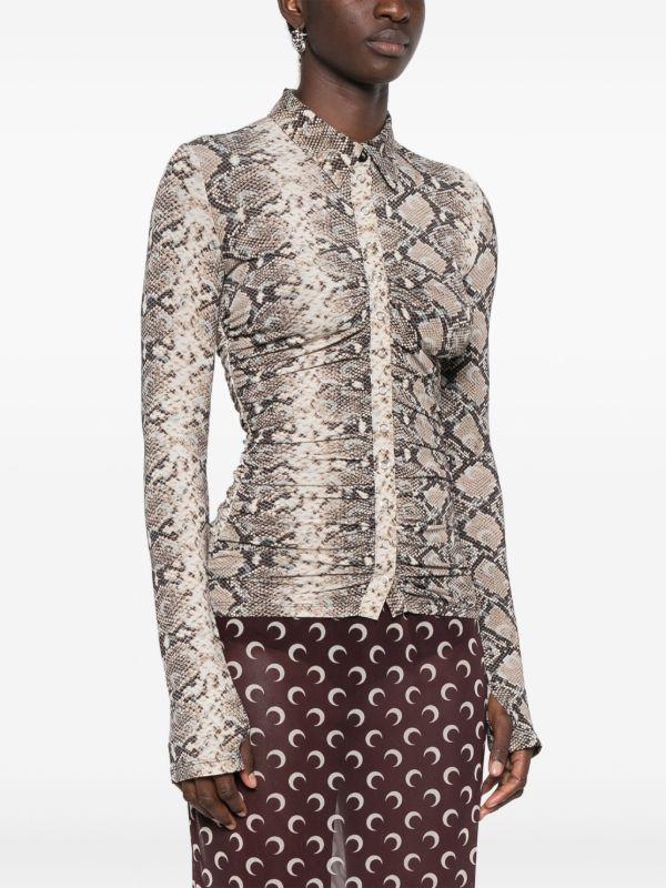 Marine Serre Snake-Print Ruched Blouse | Browns Blouses