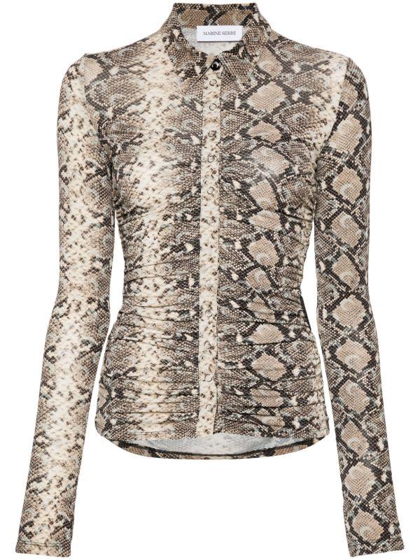 Marine Serre Snake-Print Ruched Blouse | Browns Blouses