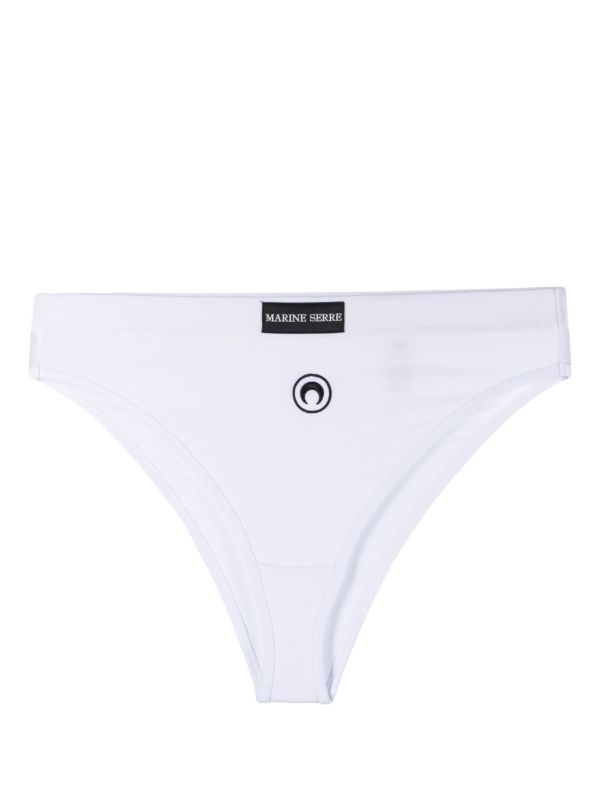 Marine Serre White Logo Embroidered Briefs | Browns Panties
