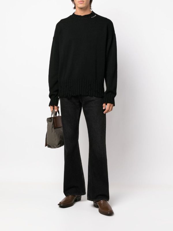 Marni Black Logo-Embroidered Jumper | Browns Knitted Sweaters
