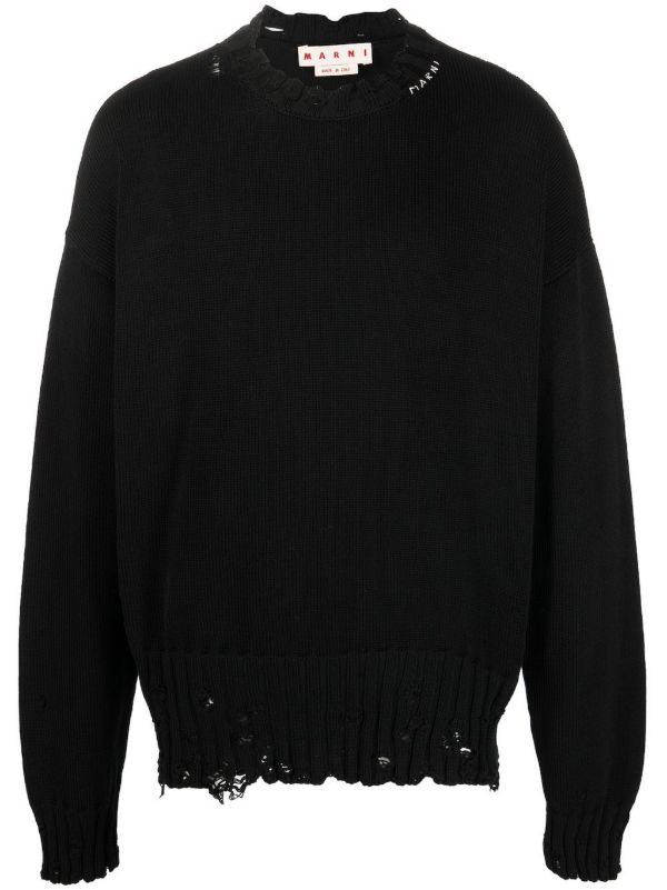 Marni Black Logo-Embroidered Jumper | Browns Knitted Sweaters