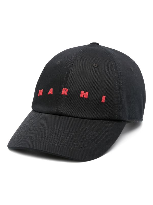 Marni Black Logo-Embroidered Organic Cotton Cap | Browns Hats