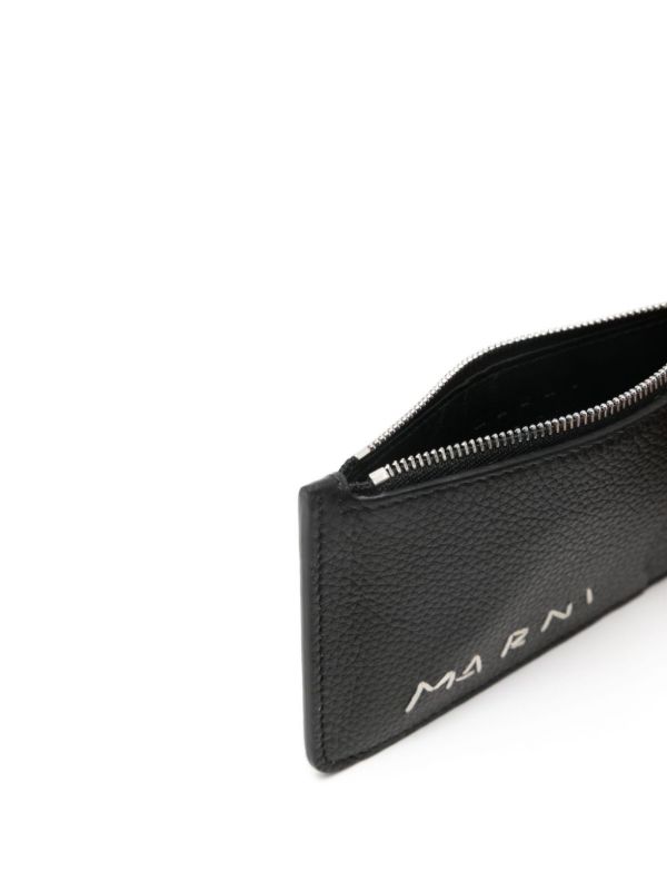Marni Black Logo-Stitched Leather Card Holder | Browns Wallets & Billfolds