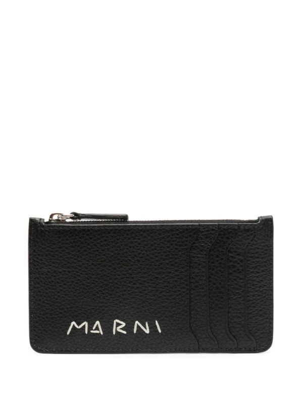 Marni Black Logo-Stitched Leather Card Holder | Browns Wallets & Billfolds