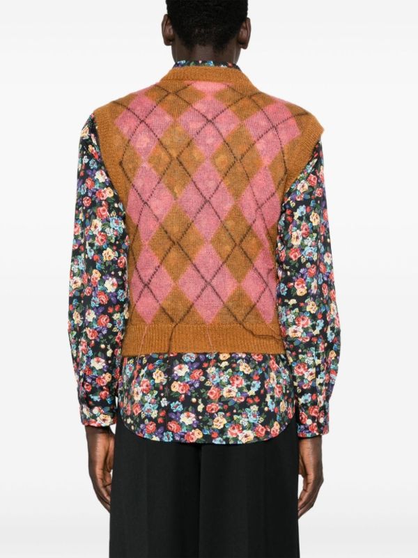 Marni Brown Argyle-Knit Vest | Browns Knitted Sweaters