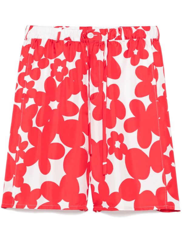 Marni Red Floral-Print Shorts | Browns Bermuda Shorts
