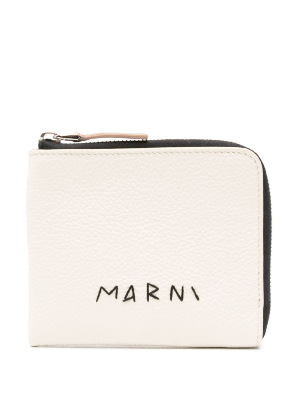 Marni White Logo-Embroidered Leather Wallet | Browns Wallets & Billfolds