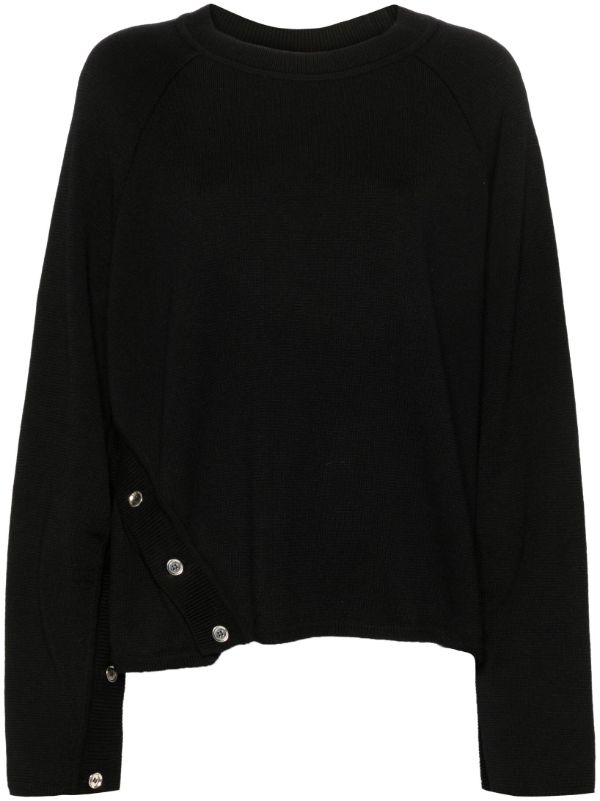 Marques'Almeida Black Buttoned Merino Sweater | Browns Knitted Sweaters