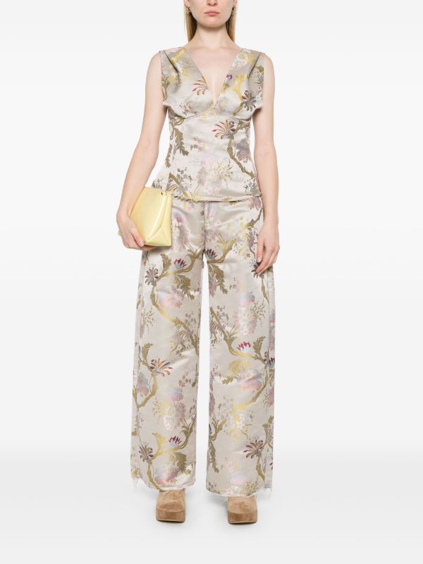 Marques'Almeida Grey Brocade Trousers | Browns Straight-Leg Pants