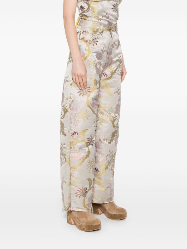 Marques'Almeida Grey Brocade Trousers | Browns Straight-Leg Pants