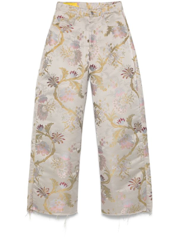 Marques'Almeida Grey Brocade Trousers | Browns Straight-Leg Pants