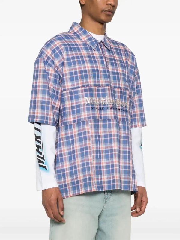 Martine Rose Cotton Checked Polo Shirt | Browns Polo Shirts