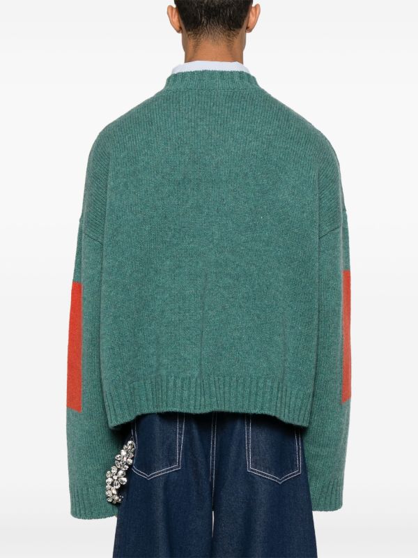 Martine Rose Green Contrast Stripe Sweater | Browns Knitted Sweaters