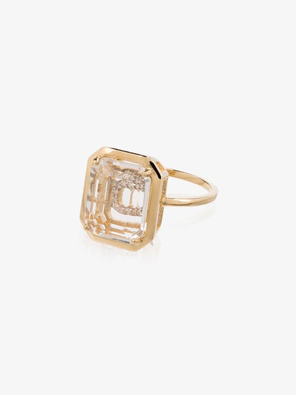 Mateo 14K yellow gold crystal frame C diamond ring | Browns Rings