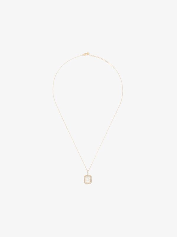 Mateo 14K yellow gold D initial diamond necklace | Browns Necklaces