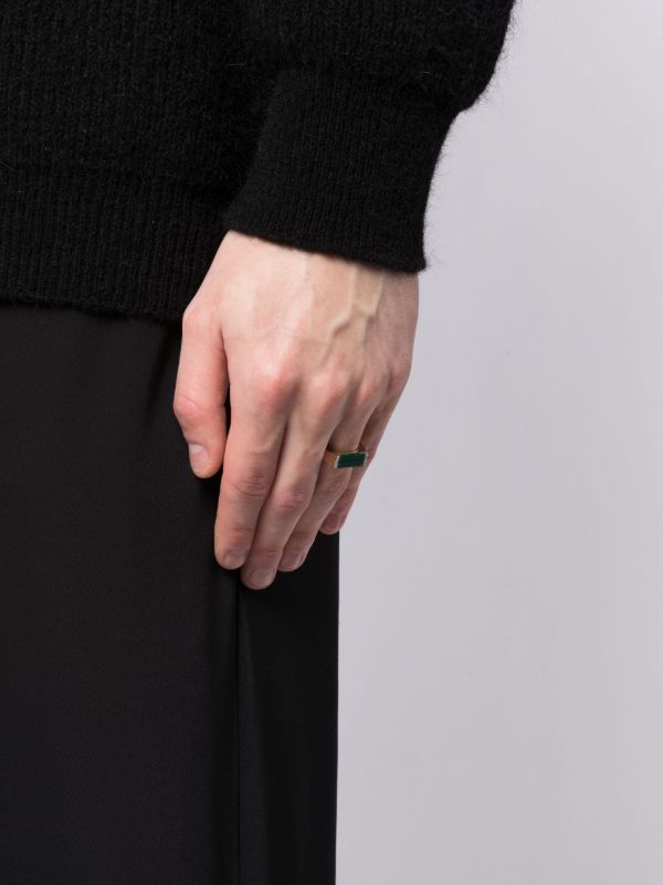 Mateo 14K Yellow Gold Malachite Bar Ring | Browns Rings