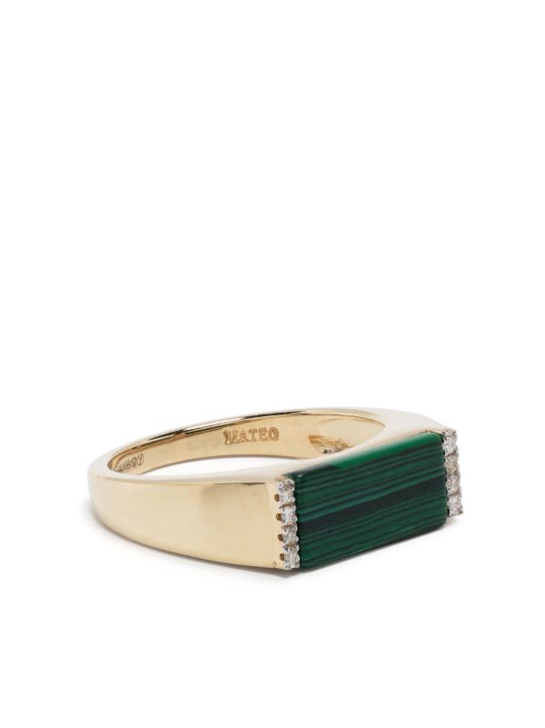 Mateo 14K yellow gold malachite bar ring | Browns Rings