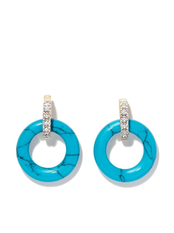 Mateo 14K Yellow Gold Turquoise And Diamond Hoop Earrings | Browns Fine Earrings