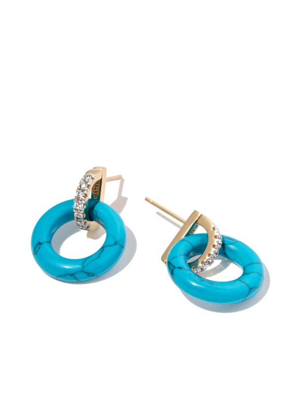 Mateo 14K Yellow Gold Turquoise And Diamond Hoop Earrings | Browns Fine Earrings
