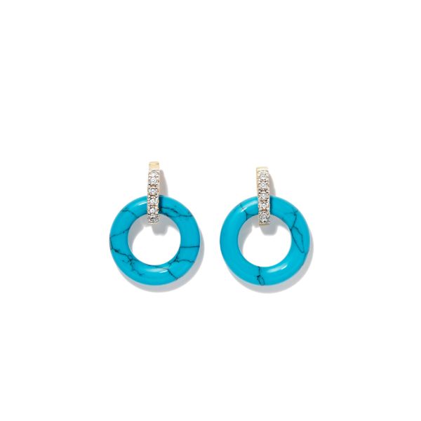 Mateo 14K yellow gold turquoise and diamond hoop earrings | Browns Fine Earrings