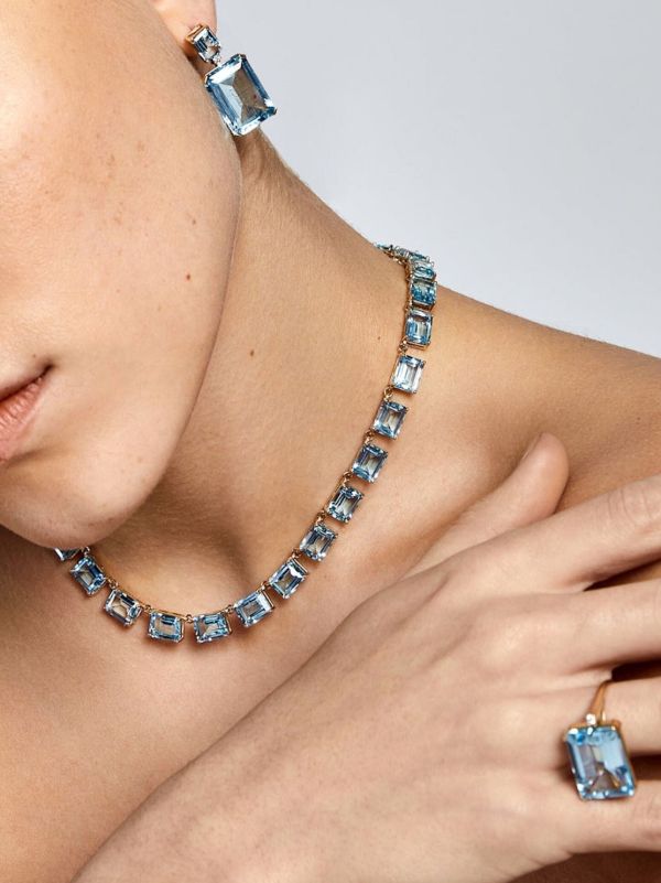 Mateo 14kt Yellow Gold Diamond And Blue Topaz Dangle Stud Earrings | Browns Earrings