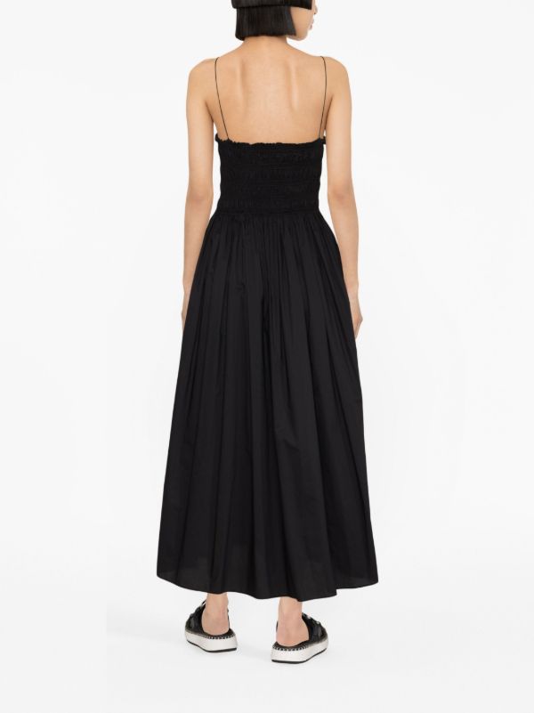 Matteau Black Shirred Cotton Midi Dress | Browns Day Dresses