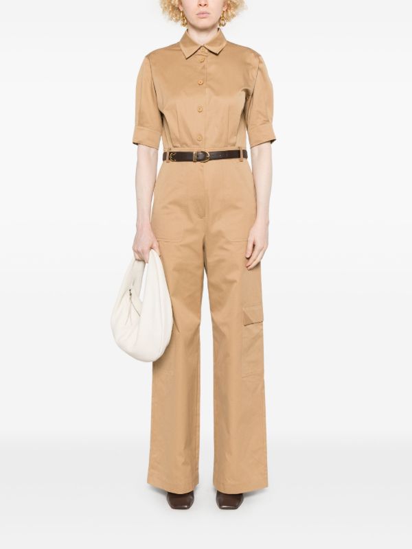 Max Mara Brown Buttoned-Up Jumpsuit | Browns Full Length