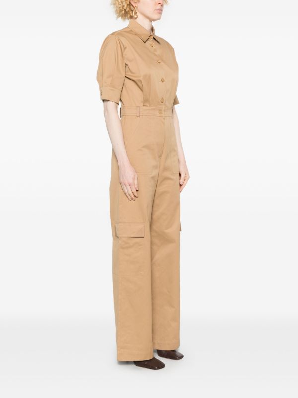 Max Mara Brown Buttoned-Up Jumpsuit | Browns Full Length