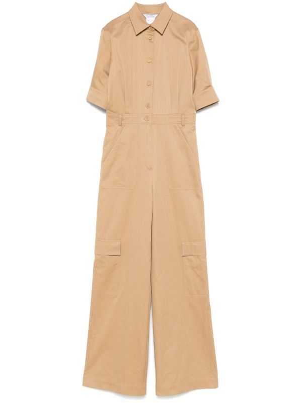 Max Mara Brown Buttoned-Up Jumpsuit | Browns Full Length