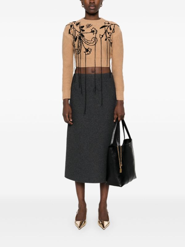 Max Mara Brown Floral-Embroidered Sweater | Browns Knitted Sweaters