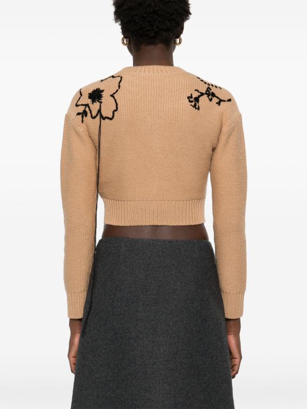 Max Mara Brown Floral-Embroidered Sweater | Browns Knitted Sweaters
