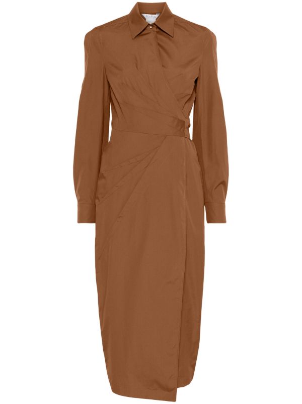 Max Mara Brown Wrap Dress | Browns Day Dresses