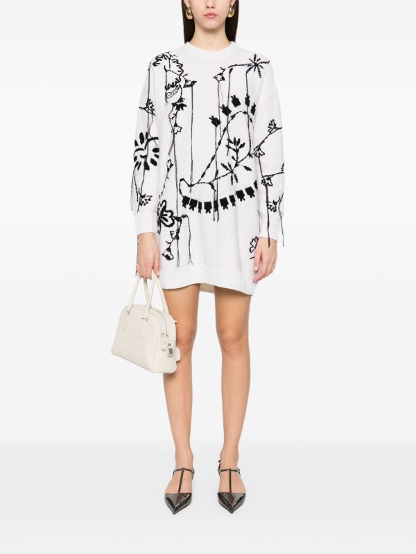 Max Mara White Floral-Embroidered Dress | Browns Sweater Dresses