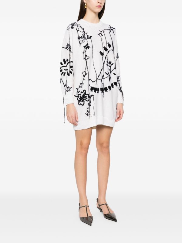 Max Mara White Floral-Embroidered Dress | Browns Sweater Dresses
