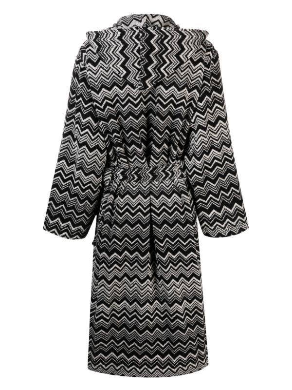 Missoni Home Black Keith Zigzag-Pattern Hooded Bathrobe | Browns Dressing Gowns & Robes